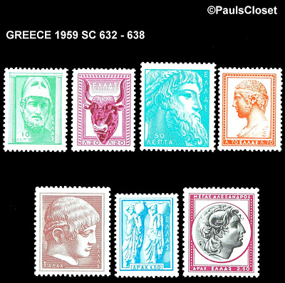 他の方発送×GRANICK 【ギリシャ】グラニック　lithograph GREECE 1959 SC 632-638 VARIOUS HISTORICAL FIGURES MNH OG VF | eBay