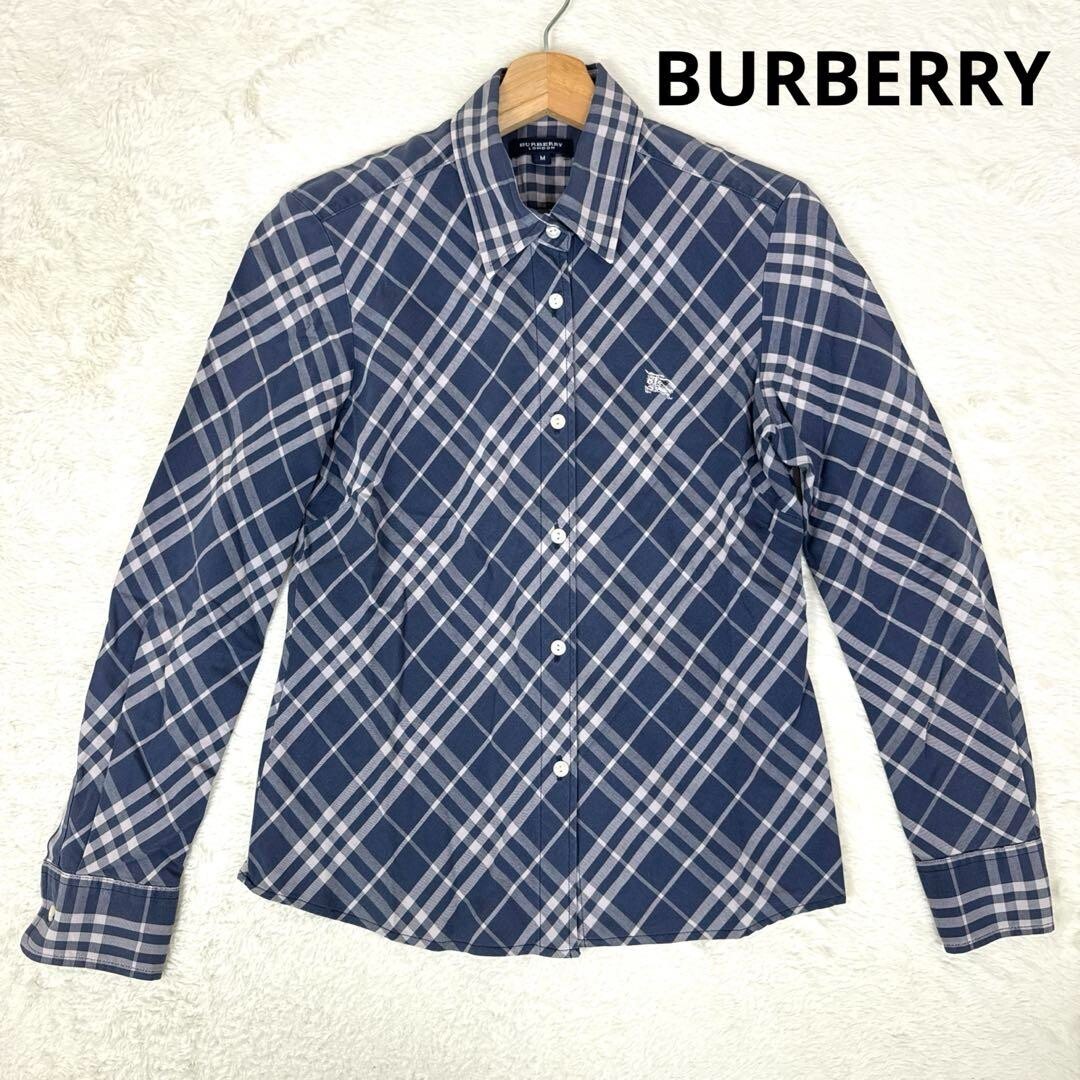 Burberry London Long Sleeve Shirt Blouse Nova Check Cotton Women Size M Used