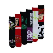Toy Story Men's Multi-Color 6-Pair (6-Pack) Causal Crew Socks Shoe Size 8-12