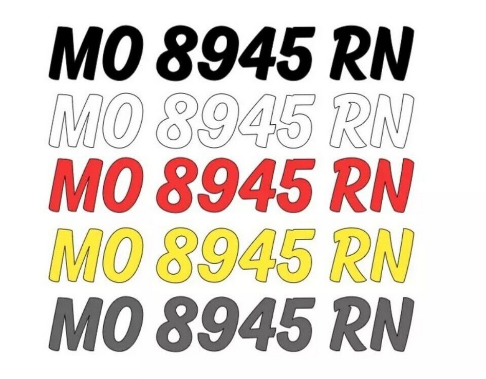 Custom Boat Registration Numbers Decals Set of 2 3" x 18" Letters Jet Ski Decal