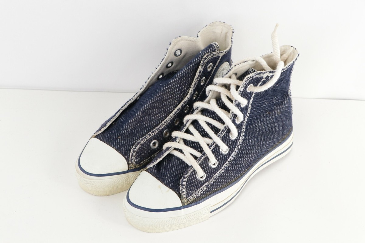 Deadstock Vintage 90s Converse All Star Denim High Top Shoes USA