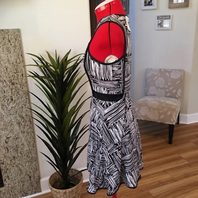 NWT Casual Couture Green Envelope Black White Sleeveless Dress Women's M |  eBay