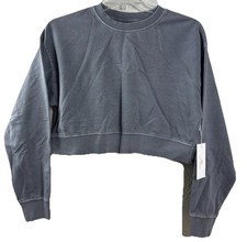 Lazy Sunday Large Gray Cotton/Poly Quality Cropped Sweatshirt Med Weight NWT