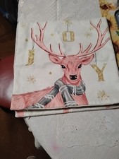 4 different 18" Christmas pillow covers. Santa, Sleigh, Reindeer. and Merry Xmas