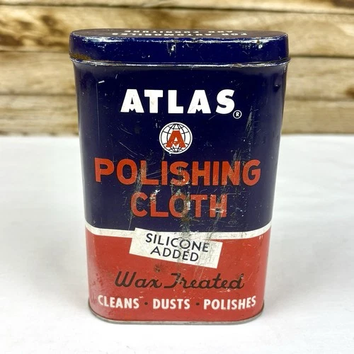 Vintage ATLAS POLISHING CLOTH Tin with Used Polishing Cloth
