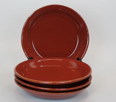 Vietri - Cucina Fresca - Salad Plates - FOUR - 4 - Paprika Red - Italy - 7 5/8''
