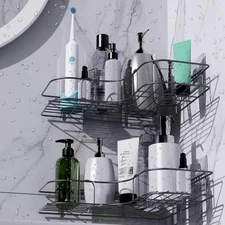 Corner Shower Caddy, 2 Pack Adhesive Shower Corner Organizer Shelves, No Dril...