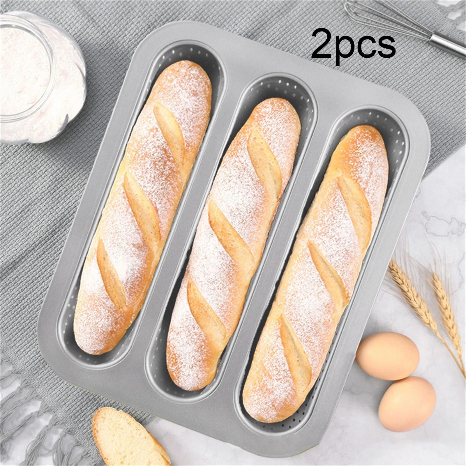 2x Baguette Baking Pan Accessories Handmade Supplies Party Bread Making Tray
