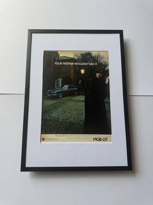 Neu gerahmt Classic MG BGT blau A3 Format Magazin Werbung Poster Man Cave Retro