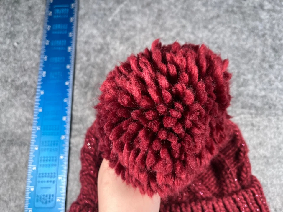 Berkshire моды Beanie Toque женщин один размер красный трикотаж акриловая смесь блестящий помпон - Изображение 3 из 4