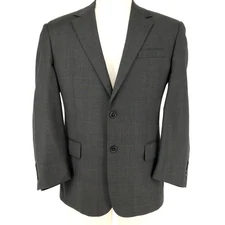 Jos A Bank Sport Coat Mens 42S Wool Brown Plaid Jacket Blazer Single Vent Career