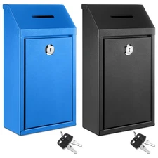 2 Pack Metal Suggestion Boxes with Lock Keys Ballot Donation Boxes with Slot ...