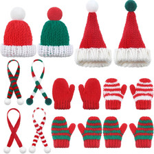 16 Pcs Winter Mini Knit Doll Hats and Scarves Decor Mini Santa Hat Tiny Gloves S