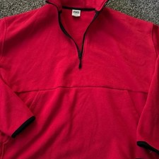 PINK Victoria's Secret Red Fleece Quarter Zip Pullover Sweatshirt Womens Medium