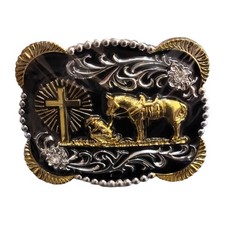 Mens Belt Buckle Vintage Horse And Cross