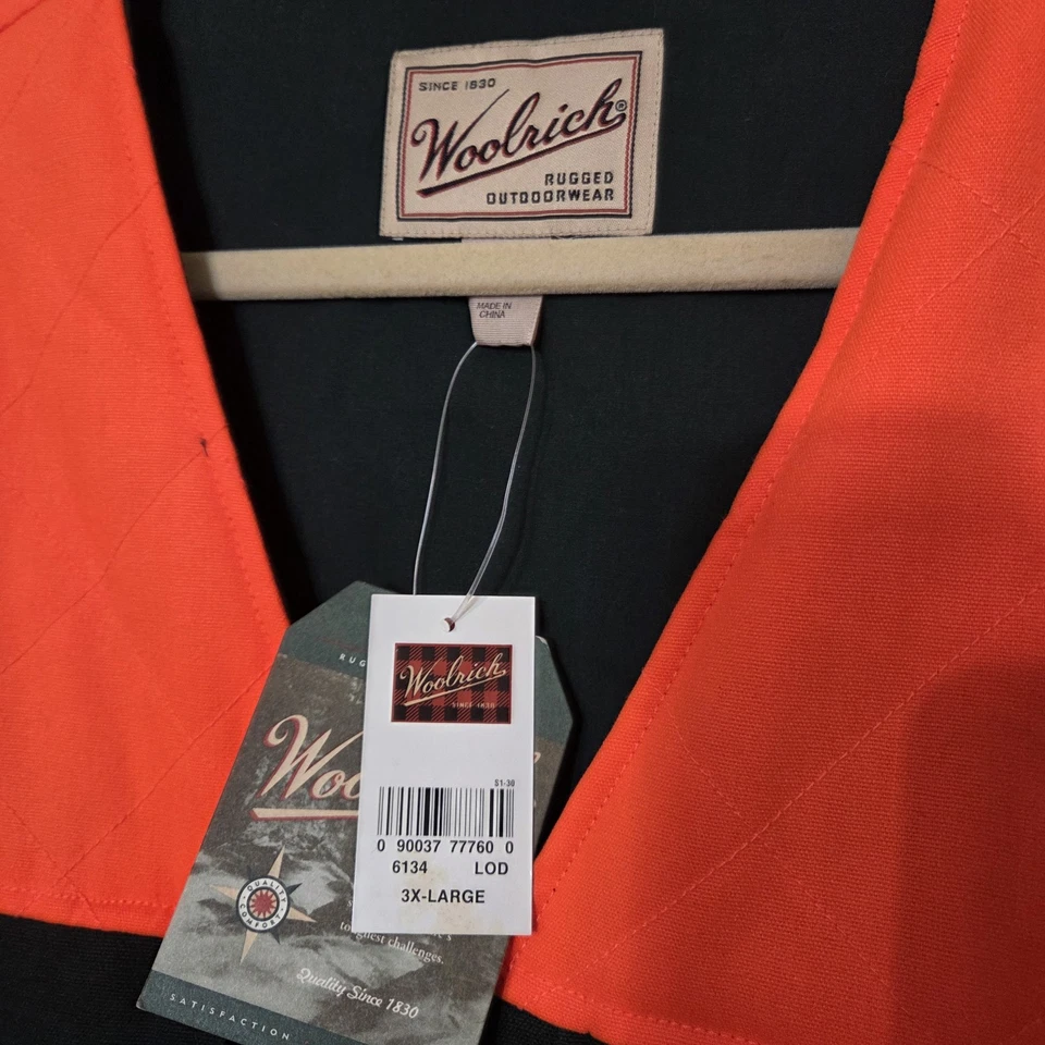 mens vtg woolrich Bird hunting Vest green Hunter orange Cotton Sz 3x 6134 lodin - Image 2 of 4