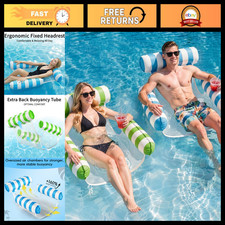 2 Pack Inflatable Pool Hammock Floats for Adults - 4-in-1 Cooling Water Lounge C