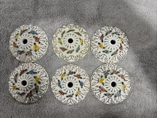 6 LOT, 4" Antique  Chandelier Canopy Bobeches Capodimonte Porcelain Dish