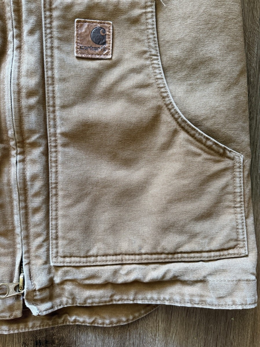 Vintage Carhartt C61 CML Sandstone Ridge Coat Sherpa Lined Camel