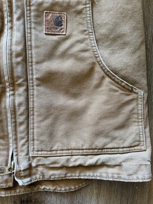 Vintage Carhartt C61 CML Sandstone Ridge Coat Sherpa Lined Camel