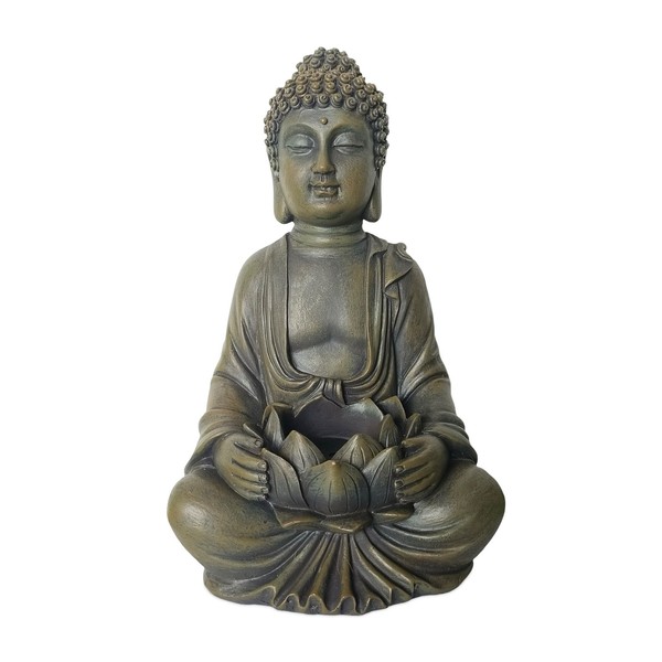 Buddha Figur Gartendeko Skulptur Thai Deko Buddha-Statue Steinstatue 30 Cm-image