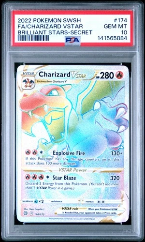 2022 POKEMON SWORD & SHIELD BRILLIANT STARS #174 FULL ART/CHARIZARD VSTAR PSA 10