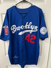 Cooperstown Col 1955 Jackie Robinson Blue Brooklyn Dodgers Jersey Large Stitched