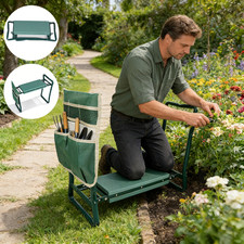Garden Kneeler 2-in-1 Folding Gardening Padded Seat and Kneeling Stool Tool Bag