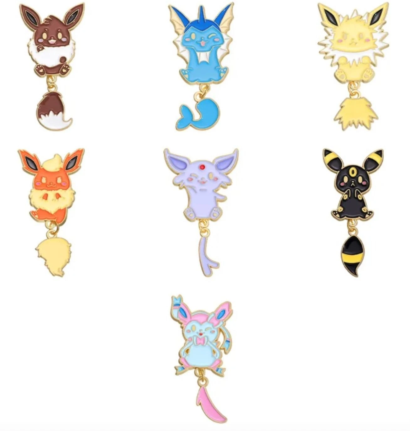 Metal Enamel Lapel Pin Pokemon Set of 7