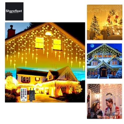 Led Icicle String Lights 10M 400LED Powered With Plug 8 Modes Dec...