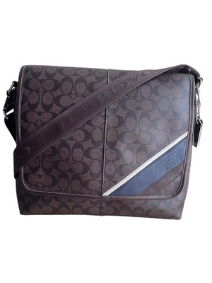Coach Monogram Brown Leather Crossbody Messenger Bag Mens Work Travel 70339