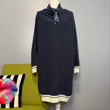 Cotton Country Blue Cotton Knit Long Sleeve Sweater Dress