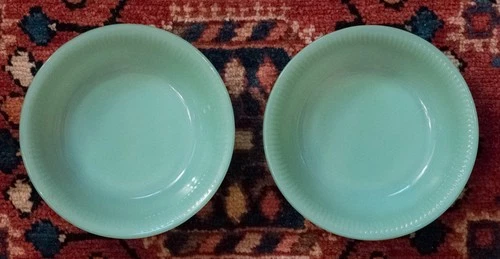 Vintage Fire-King Jadeite Jane Ray 5 ¾" Bowls – Pair with Mixed Rib Patterns 🌿