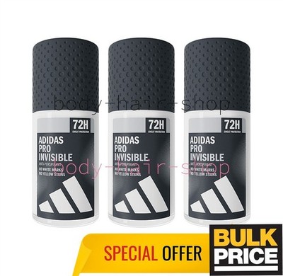 Adidas Men Pro Invisible Deodorant Roll-on No White Marks Anti-Stain 50ml...