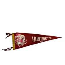 VTG Huntington West Virginia 26.5" Felt Pennant Travel Souvenir Native Indian