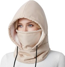 Windproof Balaclava for Women Men: Water-Resistant Thermal Ski Mask Beige 