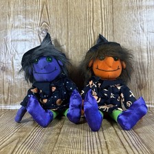 Vintage Applause Halloween Witches Plush Purple  Orange Lot Of 2