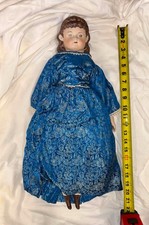 Vintage Molded Hair Porcelian China Head Doll With Dress Blue 22 Tall