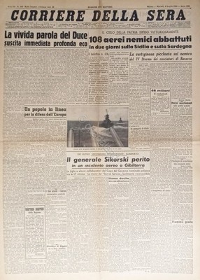 Zeitung - Corriere della Sera Nr. 160 - 1943 Das lebendige Wort des Herzogs