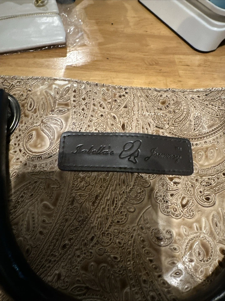 Bolso de Mano Isabella's Journey Tapiz Color Marrón/CreM con Asas de Madera Foto 2 de 4