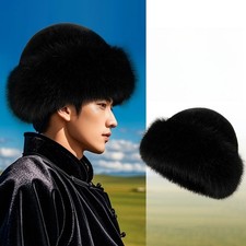 Unisex Adult Fluffy Fur Hat Warm Winter Bucket Hat Outdoor Headwear Trapper Hat