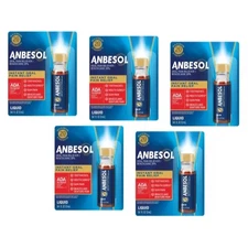 5 Pack Anbesol Liquid Maximum Strength 0.41Oz Each