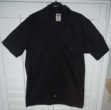Dickies Men's Black Short Sleeve Button Front Work Shirt w/ Chest Pockets, M