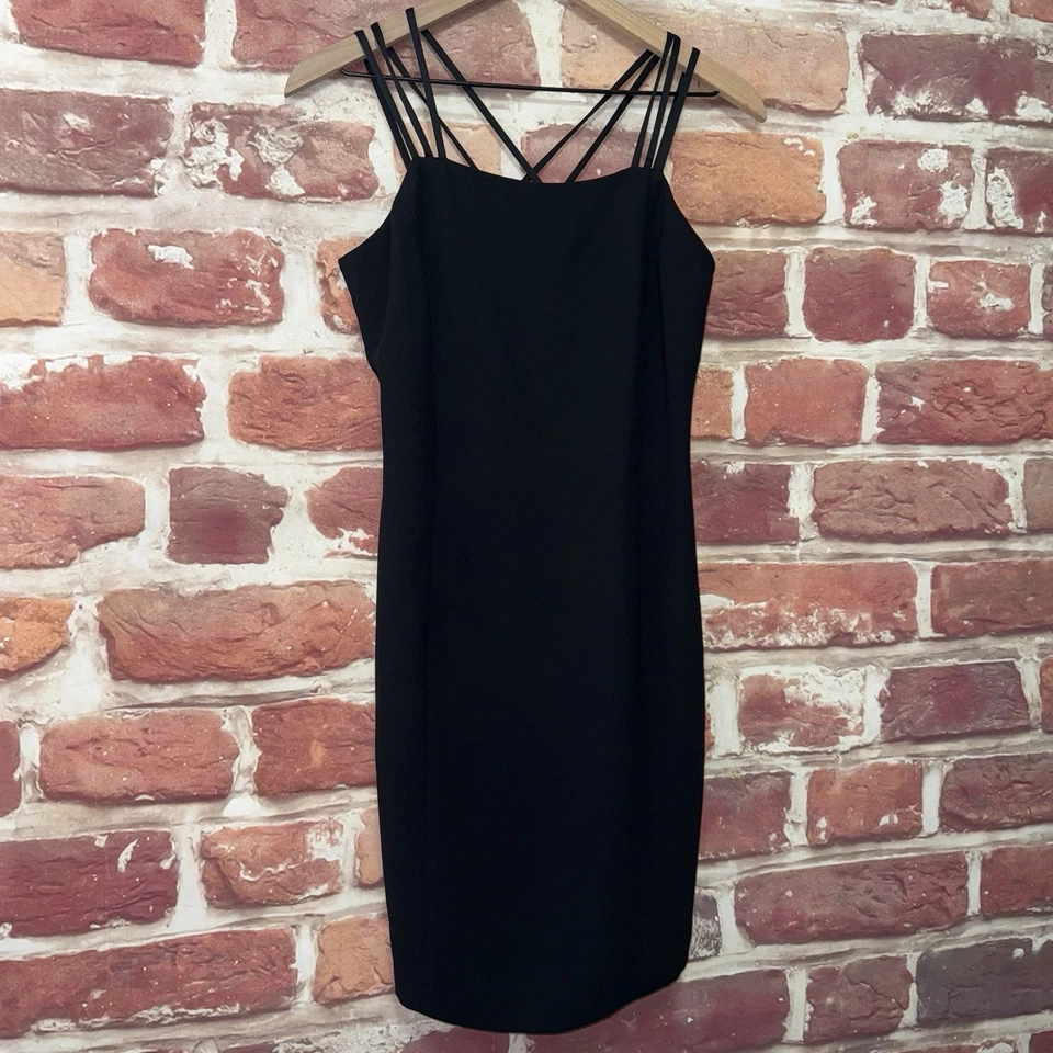 Jones New York Dress Womens 6 Petite Plain Black Evening Wear Strappy Zip Up - Image 2 of 4