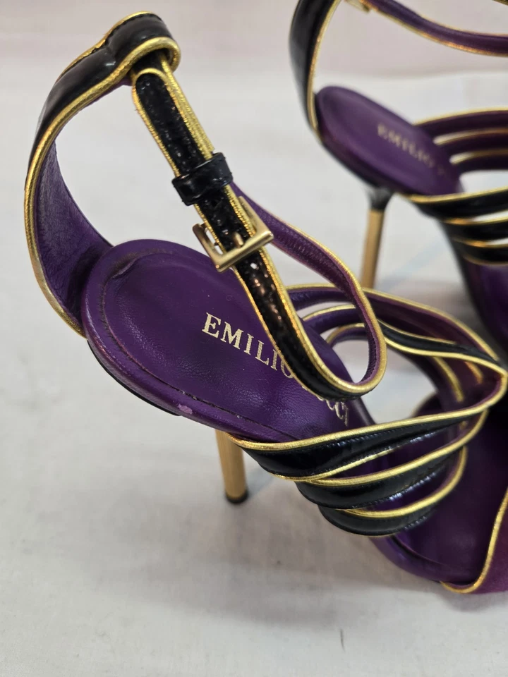 Женские туфли-лодочки Emilio Pucci размер 37,5 фиолетовая замша с Т-образным ремешком - Изображение 4 из 4