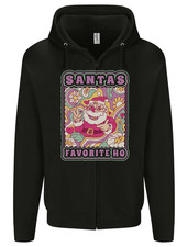 Santa's Favourite HO Funny Hippy Trippy Christmas Mens Zip Up Hoodie