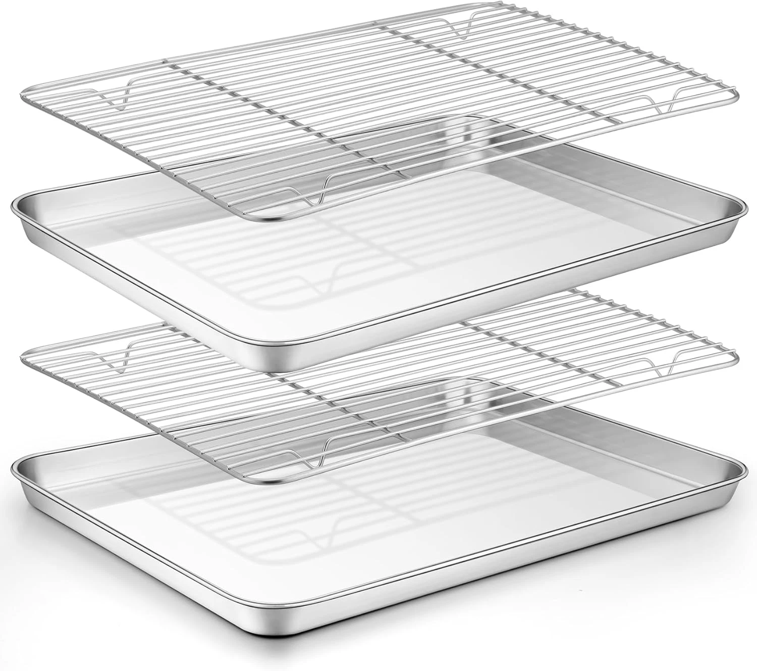 Teamfar Baking Sheet with Rack Set (2 Pans + 2 Racks), Stainless Steel Baking Pa