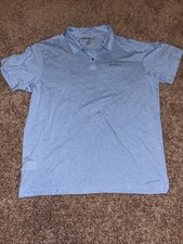 Eddie Bauer Men Polo Shirt Short Sleeve Solid Polyester Blue Size L Free Dry