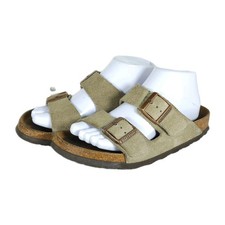 BIRKENSTOCK Women's Arizona US8 EU39 Taupe Suede SoftFB Slide Sandals