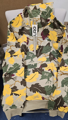 LRG Lifted Research Group Leaf Peeping Camo Hoodie Khaki Small Hooded Sweatshirt